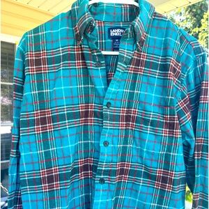 Lands’ End M blue brown flannel